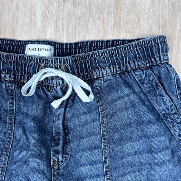 Lane Bryant Pull On Wide Leg Distressed Ripped Drawstring Elastic Waist Jeans 16 - Picture 3 of 16